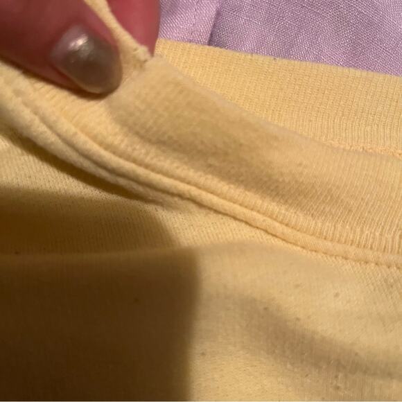 Vtg Pastel Yellow Kitty Cat Tree Granny Core Coastal Grandma Sweatshirt L - Picture 4 of 4